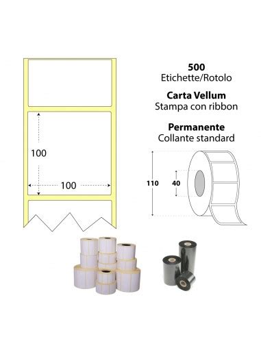 Rotolo Da 500 Etichette Adesive 100x100 Mm Carta Vellum Anima 40