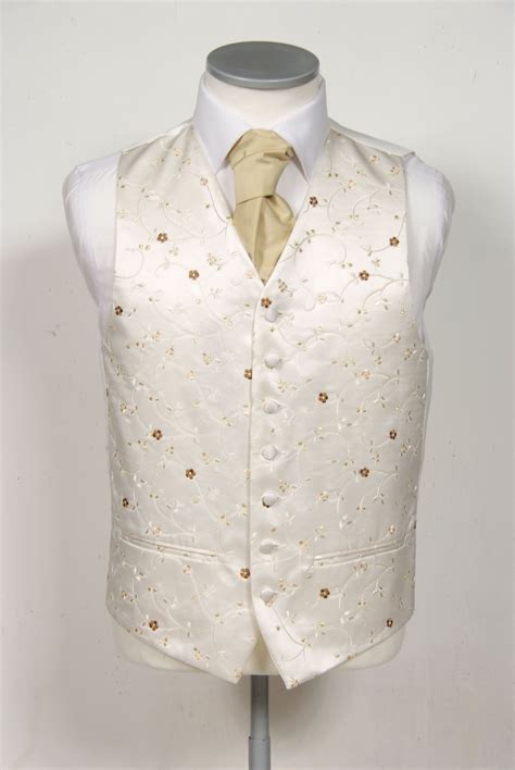 Ivory Gold Floral Wedding Waistcoat Wedding Groom Waistcoat