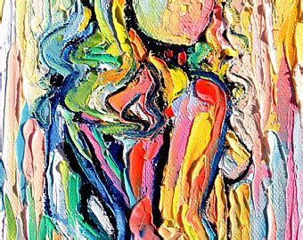 Contemporary Abstract Female Nude Figure Colorful Art By Aja Femme