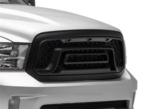 Ram 1500 Rebel Style Upper Replacement Grille With Amber Led Lights Matte Black 13 18 Ram 1500