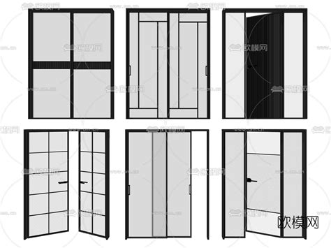 现代玻璃推拉门su模型 免费3dmax模型库 欧模网