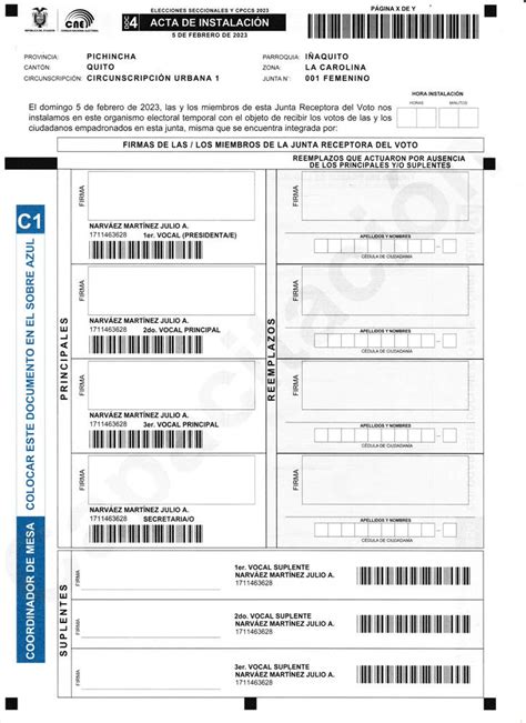 Actas De Control Electoral Control Electoral Pichincha