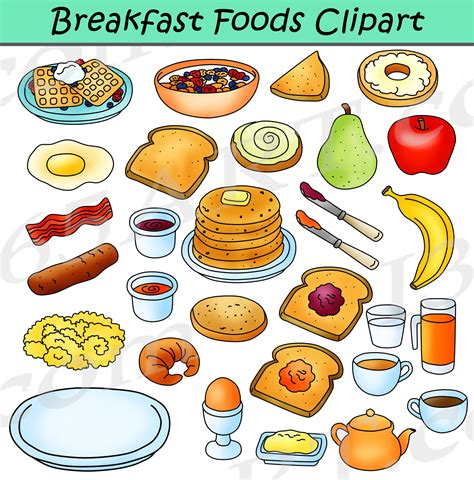 Breakfast Foods Clipart Bundle - Breakfast Clipart Graphics - Clipart 4 School