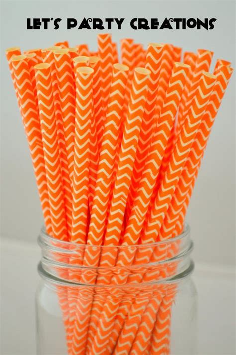 Orange Paper Straws Orange Chevron Paper Straws Orange Etsy Chevron