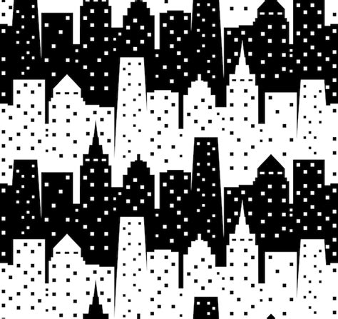 Premium Vector | Black and white city lights seamless pattern in flat ...