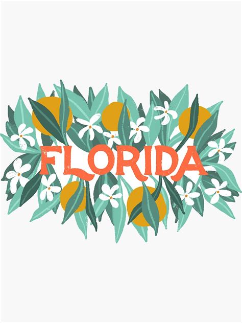 "Florida with State Flower | Artist Designed Illustration Featuring the ...