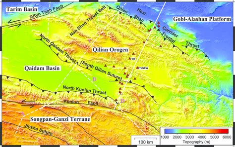 Topographic Map Of The Northeast Tibetan Plateau Including The Qaidam