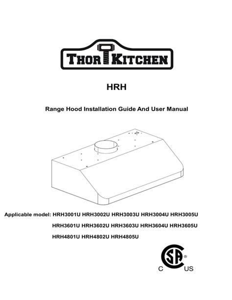 Range Hood Installation Guide And User Manual