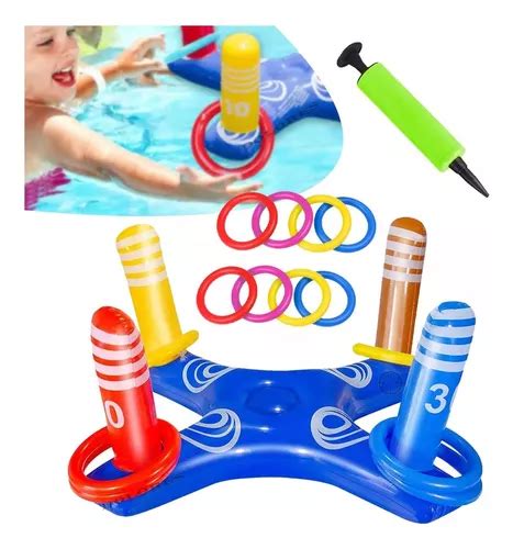 Juego Inflable Lanzamiento Aros Din Mico Alberca Piscina Set Env O Gratis