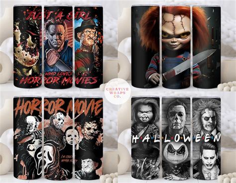 Horror Tumblers Wrap Horror Movie Characters Halloween Horrormovie PNG