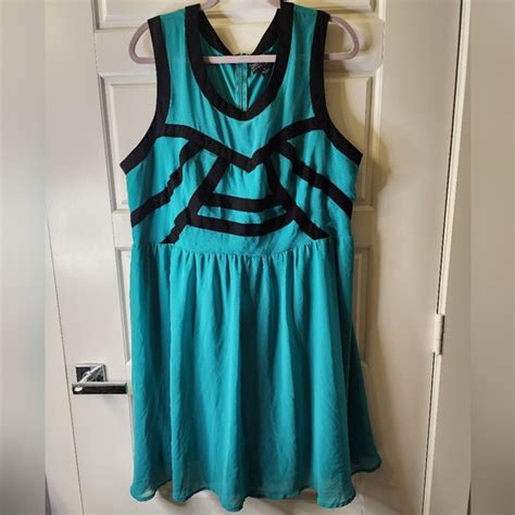 Forever 21 Dresses Forever 2 3x Turquoise Black Sleeveless Dress Poshmark