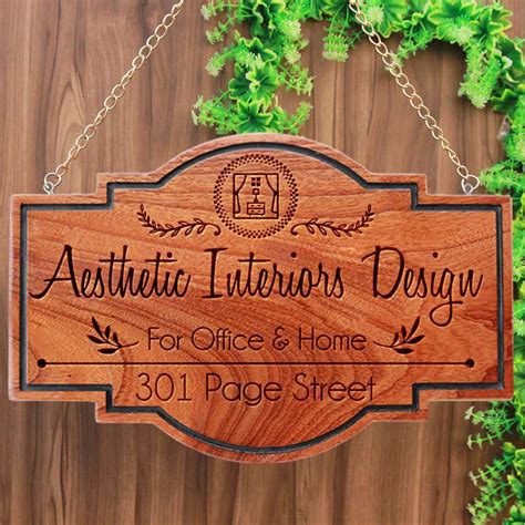 Office Name Plates For Interior Designers| Business Sign| Hanging Wood Sign - woodgeekstore