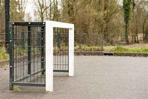 Square Schoolyard Soccer Goalpost Side View Stock Image Image Of