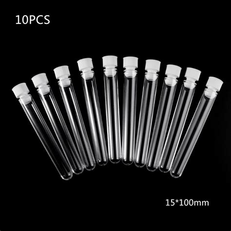 Love 10Pcs Pack 15x100mm Transparent Plastic Test Tubes Lab Test Tool