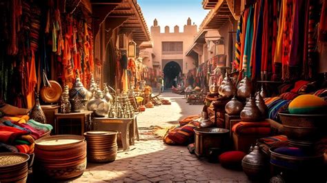 Premium Ai Image A Bustling Marketplace In Morocco Filled With