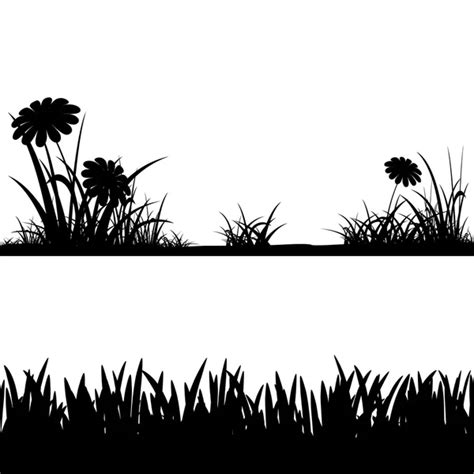 Silhouette Set Of Grass Borders Vector Stock Vector Image By ©marbom 133892026