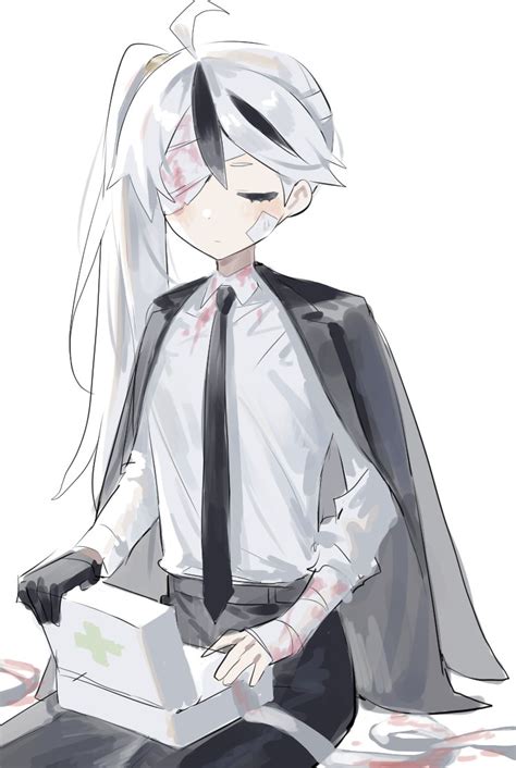 Safebooru 1boy Ahoge Bandage Over One Eye Bandages Bangs Black Gloves Black Hair Black Jacket