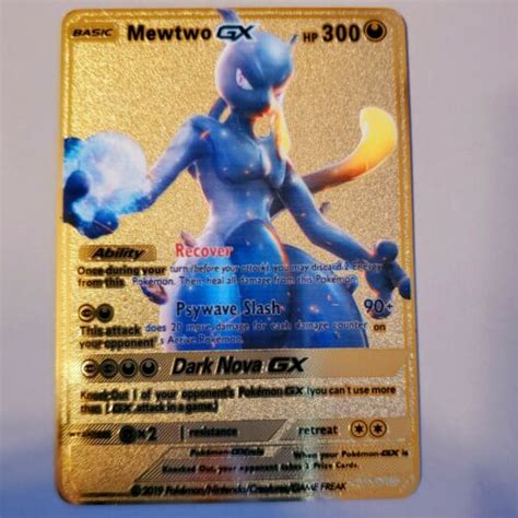 Mavin Gold Shadow Mewtwo Gx Pokemon Card Metal Custom Vmax V Rare