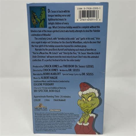 How The Grinch Stole Christmas Vhs 1994 Original 1966 Seuss Animated Sealed 27616101136 Ebay