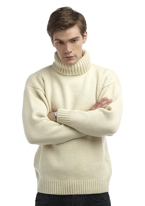 Original Montgomery Mens Merino Wool Submariners Sweater Ecru Amazon