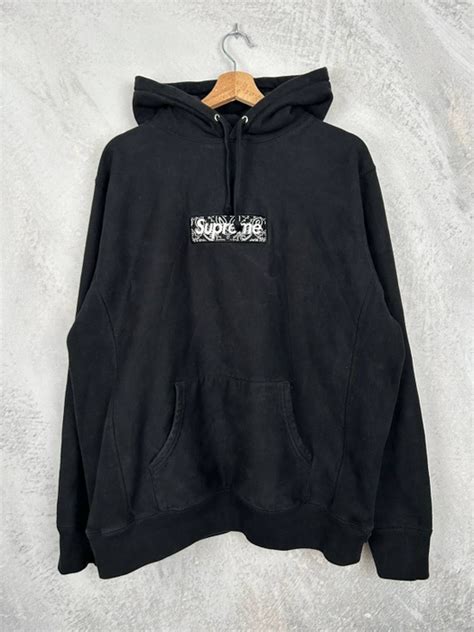 Supreme Supreme Bandana Box Logo Black Hoodie Streetwear Rare Hype Grailed