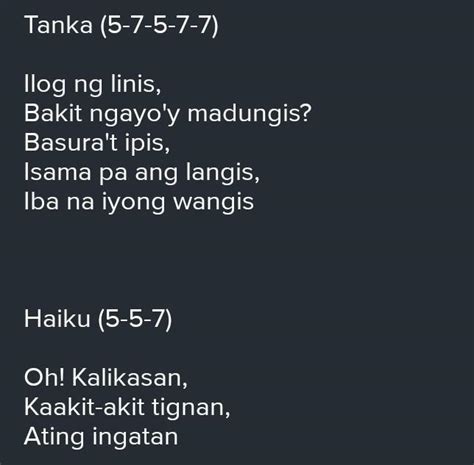 Sumulat Ng Halimbawa Ng Haiku At Halimbawa Ng Tanka Brainlyph