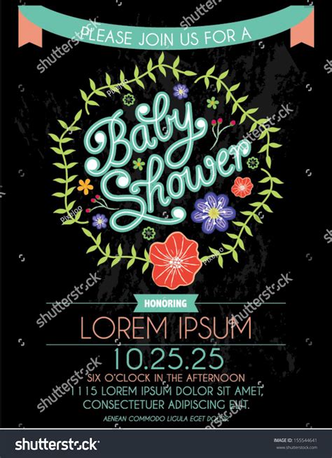 Baby Shower Invitation Card Flowers On Stock Vector (Royalty Free ...