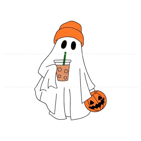 Vintage Ghost Drinking Coffee SVG Spooky Vibe SVG File