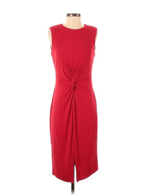 Calvin Klein Solid Red Cocktail Dress Size 4 69 Off Thredup