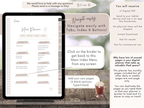 Digital Meal Planner And Recipe Book Meal Prep Goodnotes Food Journal