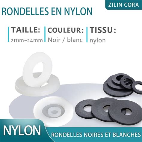 Rondelle Plate En Nylon Pour Bancs En Plastique Rondelles Dures Noir Et