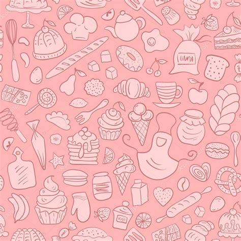 Hand Drawn Bakery Seamless Pattern Stock Vector Image By Lianella