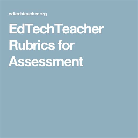 Edtechteacher Rubrics For Assessment Rubrics Assessment Podcasts