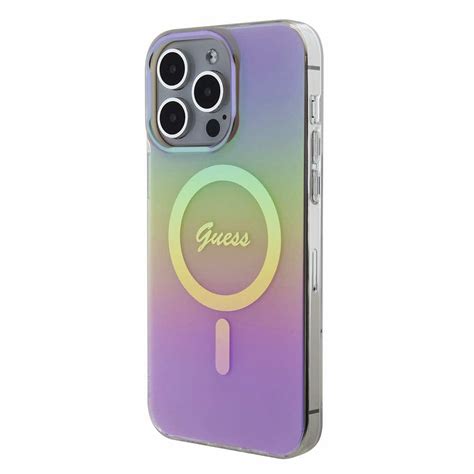 Guess IML Iridescent Script MagSafe Case дизайнерски силиконов кейс с