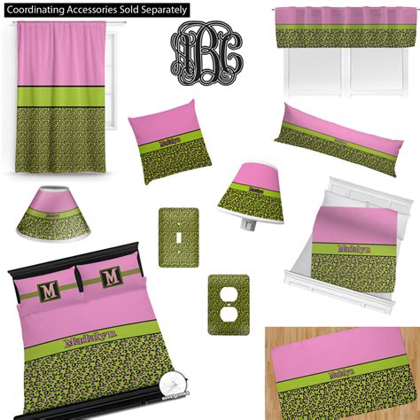 Custom Pink And Lime Green Leopard Comforters Personalized Youcustomizeit