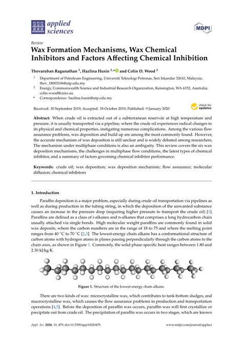 Pdf Wax Formation Mechanisms Wax Chemical Inhibitors And Factors