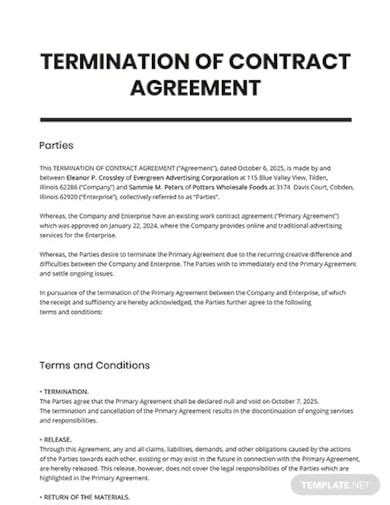 Termination Agreement Template Prntbl Concejomunicipaldechinu Gov Co