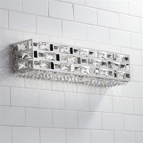 Possini Euro Crystal Rain 24 Wide Chrome Led Bath Light 63d46 Lamps Plus