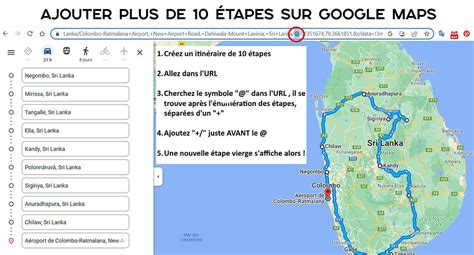 Itinéraire de plus de 10 étapes sur Google Maps