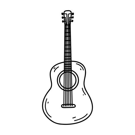 Doodle Guitar Vector Sketch Illustration Of Musical Instrument Black