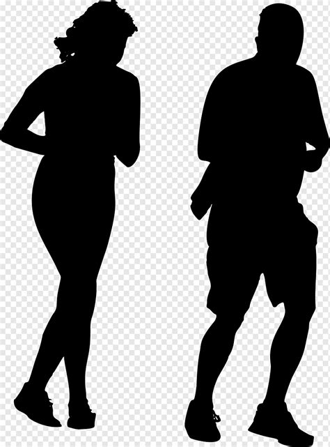 Silhouette Jogging Sport Jogging Couple Monochrome Human Png Pngwing