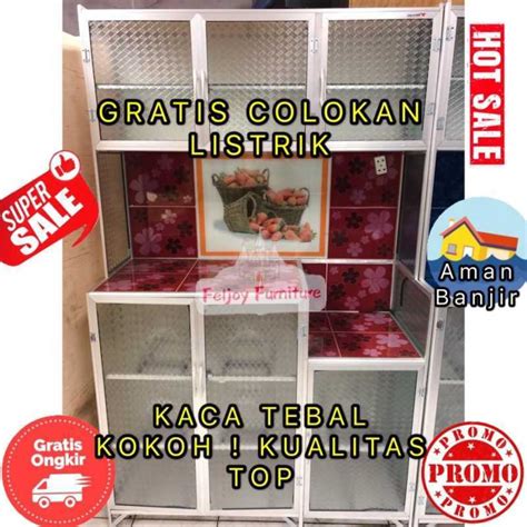 Jual RAK LEMARI TEMPAT PIRING ALUMUNIUM 3 PINTU DAPUR KITCHEN SET MURAH