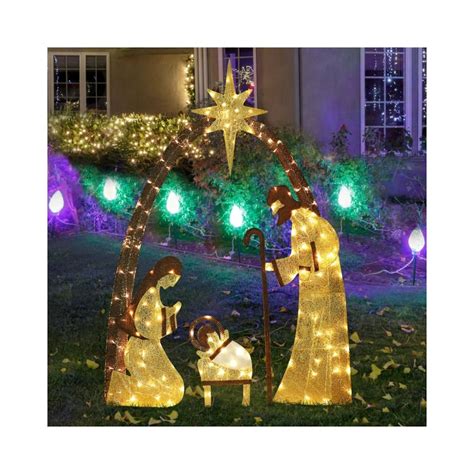 Christmas 5ft Lighted Nativity Scene Outdoor Decoration Free Etsy