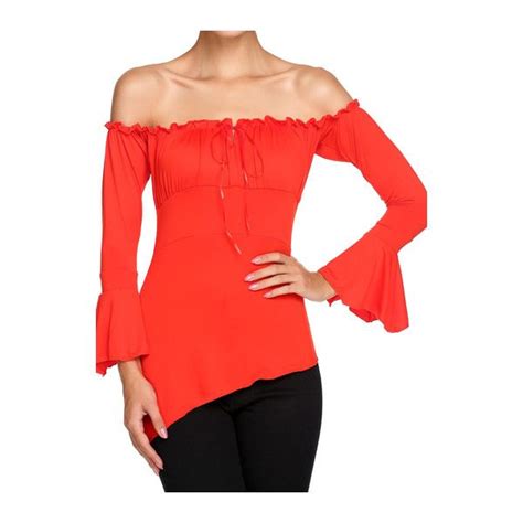 Rotita Red Flare Sleeve Off The Shoulder Blouse 36 AUD Liked On