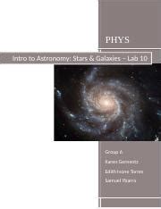 Lab 10 Report Group 6 Docx PHYS Intro To Astronomy Stars Galaxies