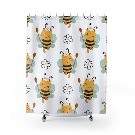 Custom Honey Bee Shower Curtain With Daisy Design Craigshirt