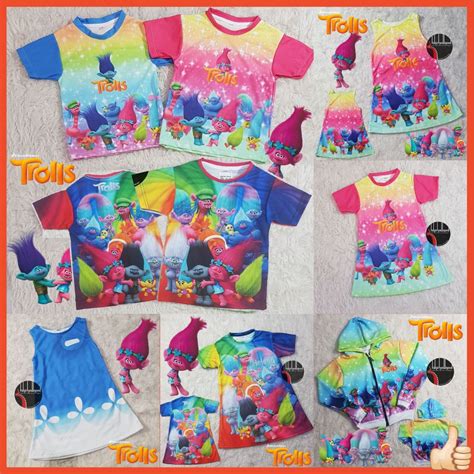 Jual Baju Fullprint Kaos Dress Anak Dewasa Kostum Trolls Poppy N Branch