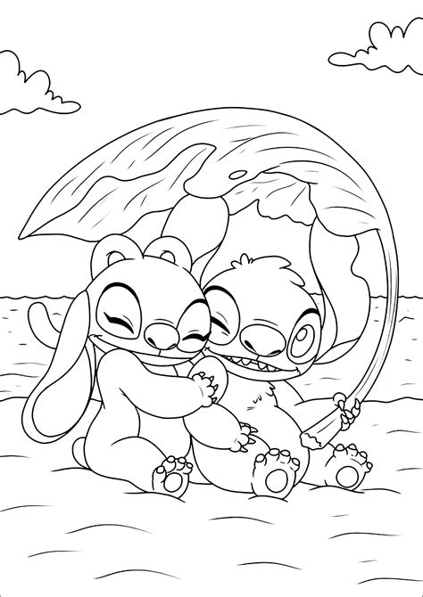 Stitch Und Seine Freundin Angel Am Strand Einfache De Lilo Und