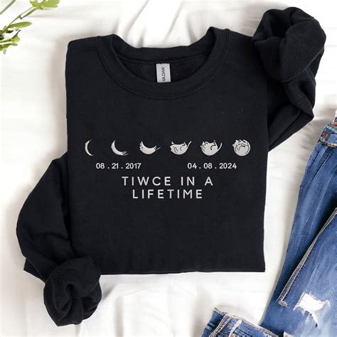 Embroidered Cat Moon Phases 2024 Sweatshirt Cat Total Solar Eclipse