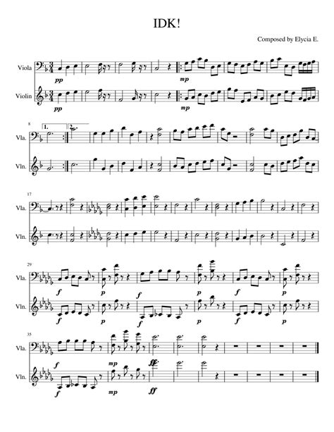 Idk Sheet Music For Violin Viola String Duet